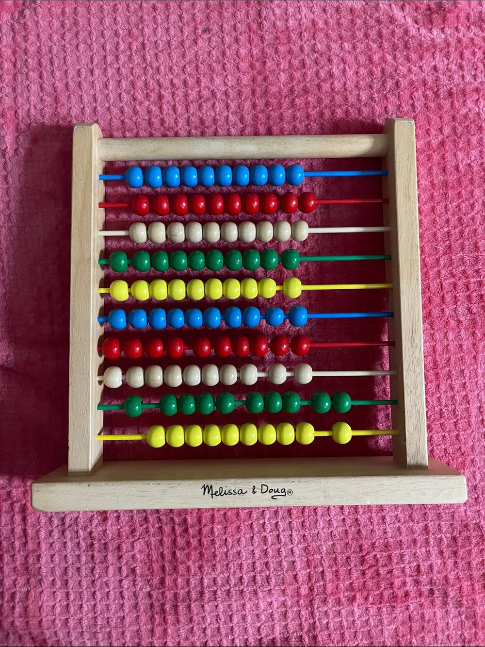 Melissa & Doug Wooden Abacus with Blue, Red, White, Green & Yellow Beads